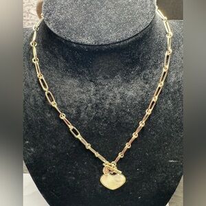 The Loft Gold Tone Faux Mother of Pearl Heart Toggle Front Closure Necklace